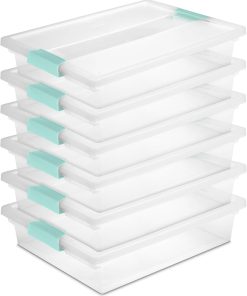 Sterilite Clip Box. Stackable Clear Plastic Bins- Large. 6-Pack | Storage Containers with Latching Lids for Writing. Arts or Crafts Supplies - Home. Office. Classroom & Workshop Organization