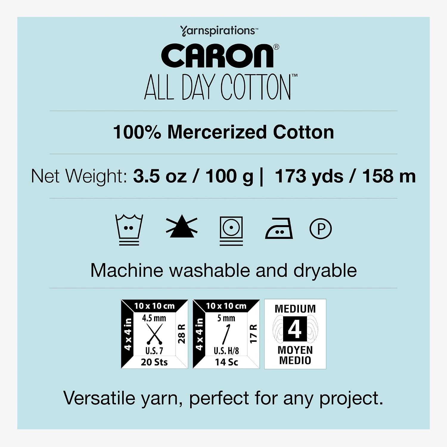 Caron All Day Cotton - 3 Pack of 173 Yards/3.52 oz Cream 100% Mercerized Cotton Yarn - Image 7