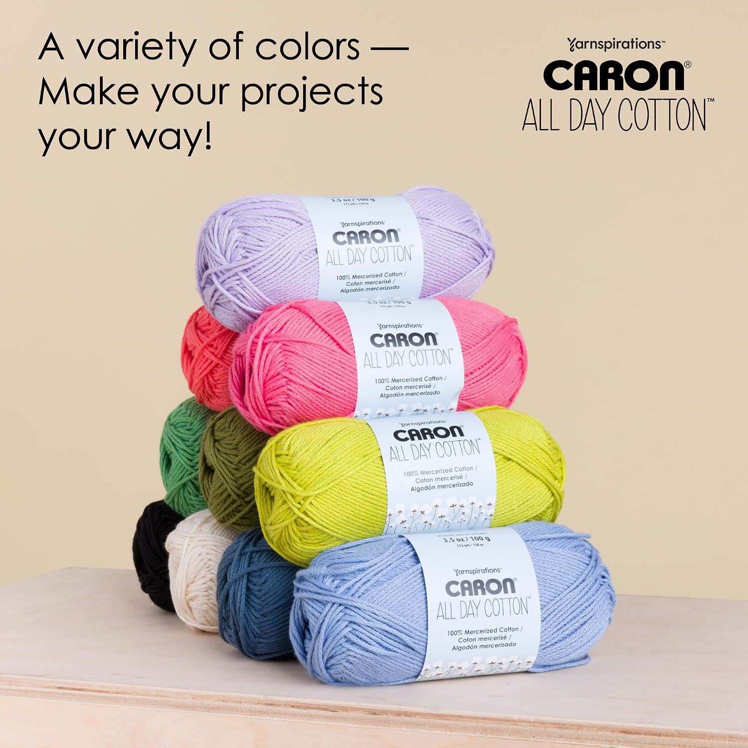 Caron All Day Cotton - 3 Pack of 173 Yards/3.52 oz Cream 100% Mercerized Cotton Yarn - Image 6