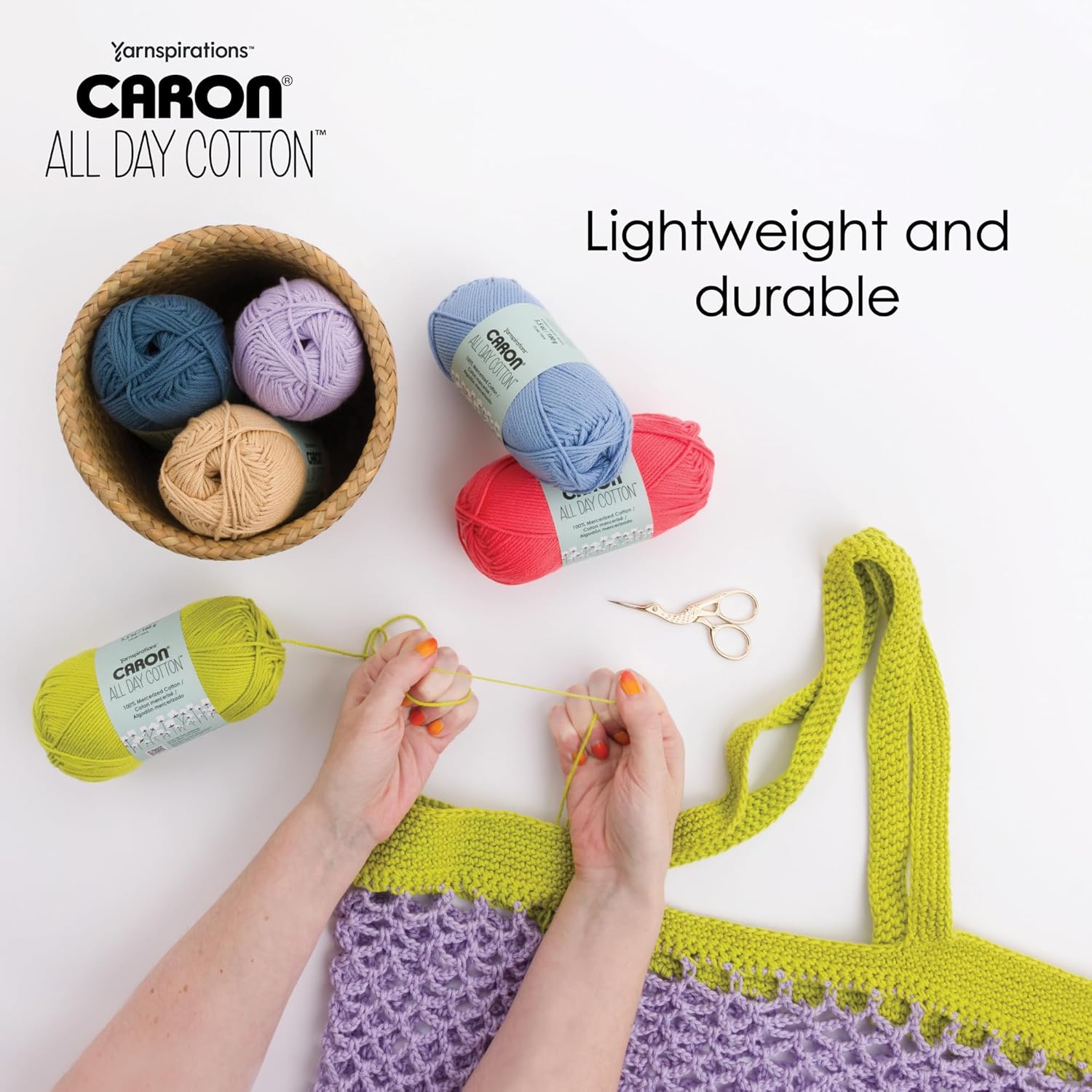 Caron All Day Cotton - 3 Pack of 173 Yards/3.52 oz Cream 100% Mercerized Cotton Yarn - Image 3