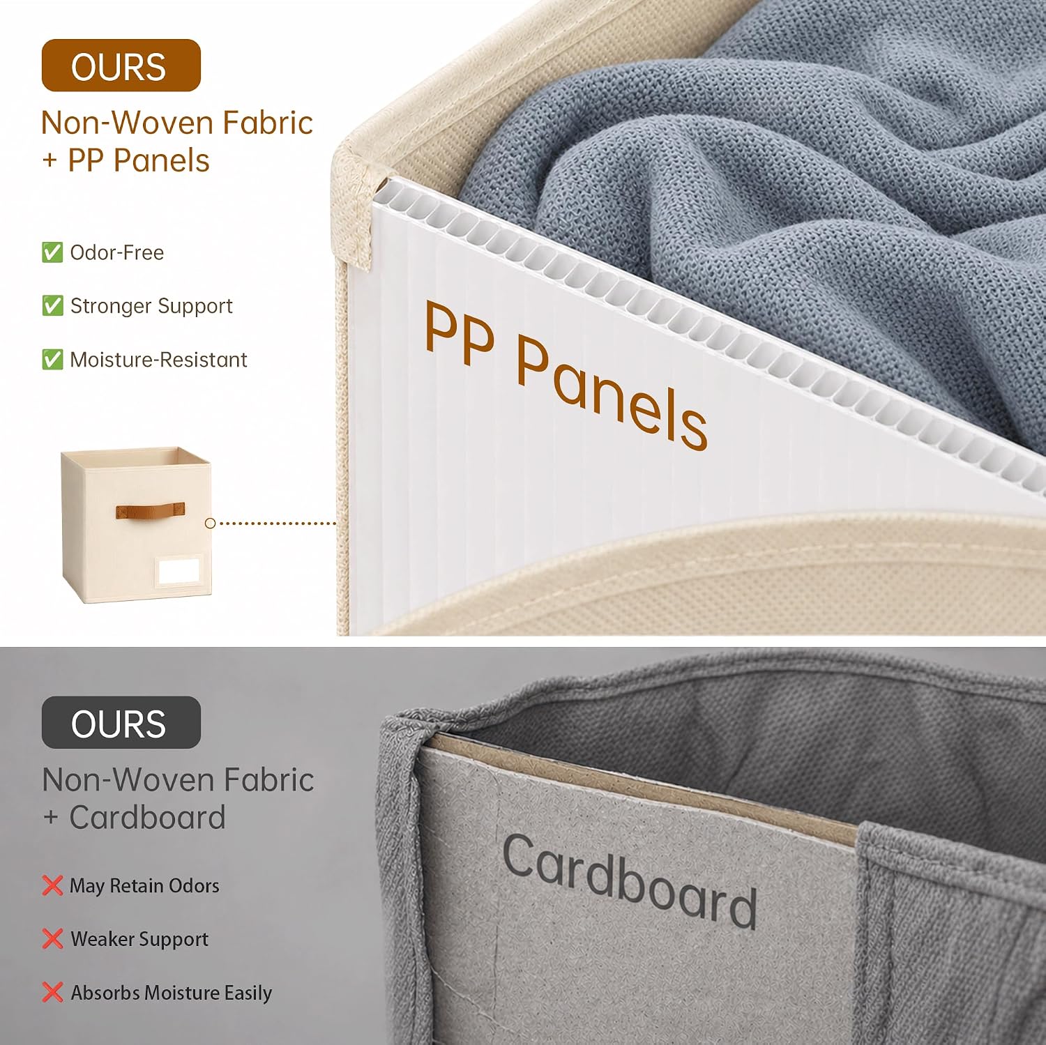 Storage Cubes 8 Pack. 11 Inch Fabric Storage Cubes Organizer Bins with Labels. Odor-Free & Sturdy PP Structure. Cubby Baskets for Closet. Shelves. Toys & Nursery (Beige) - Image 8