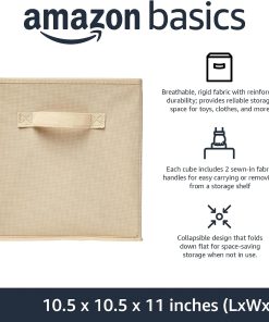 Alternative view of Amazon Basics Collapsible Fabric Storage Cubes Organizer with Handles. Sturdy Storage Bins for Organization. 10.5 x 10.5 x 11. Beige. 6-Pack