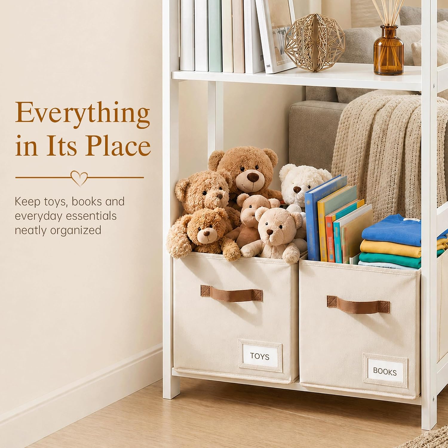 Storage Cubes 8 Pack. 11 Inch Fabric Storage Cubes Organizer Bins with Labels. Odor-Free & Sturdy PP Structure. Cubby Baskets for Closet. Shelves. Toys & Nursery (Beige) - Image 5